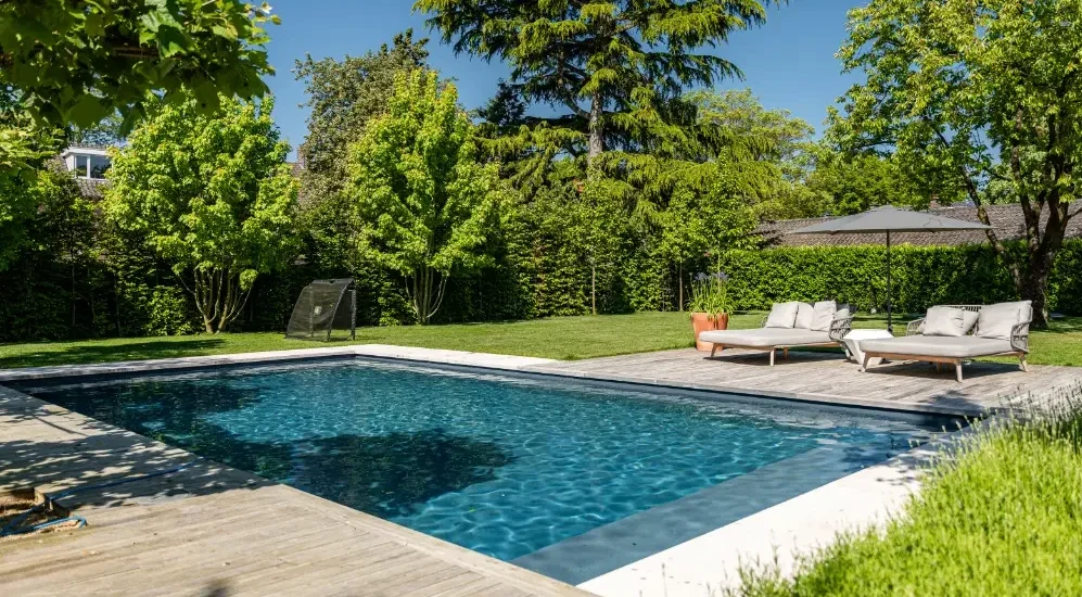Moderne tuin met zwembad in Nijmegen