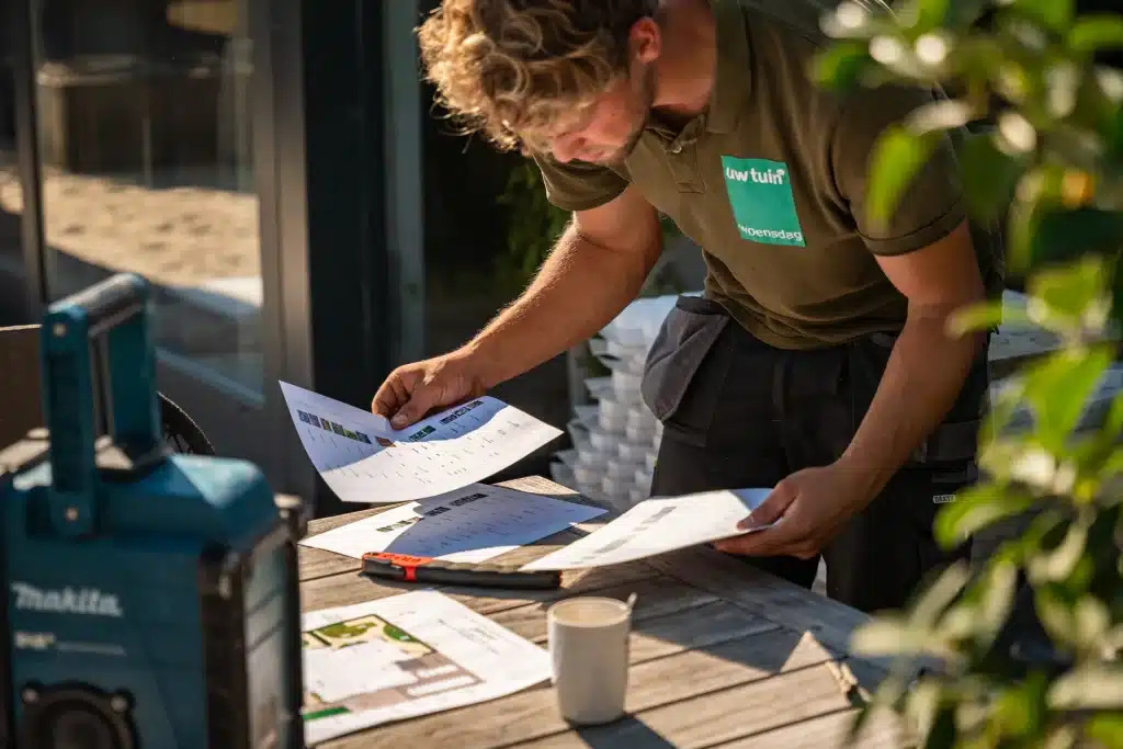 Tuinaanleg: beplanting uitzetten aan de hand van een beplantingsplan door Uw Tuin Hoveniers